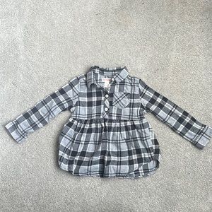 Cat and Jack 2T Black, Grey with Gold Shimmer Plaid Flannel Shirt